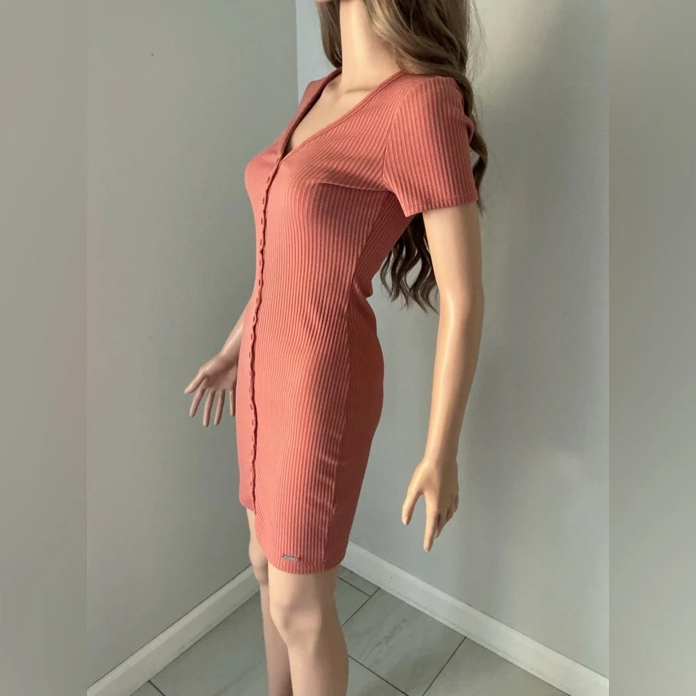 Guess Rust Button-Front Mini Dress - Picture 6 of 16